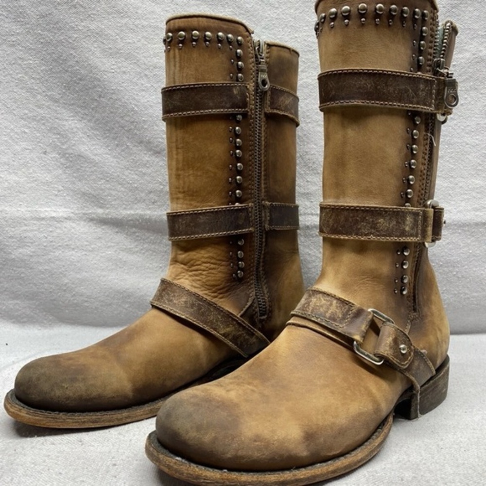Womens Corral 6.5 M Brown Distressed
Harness Zip Up Mid Calf Round Toe
Boots NWT